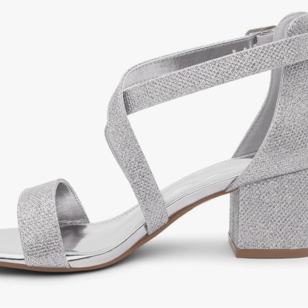 Elegant Silver Block Heel Sandals